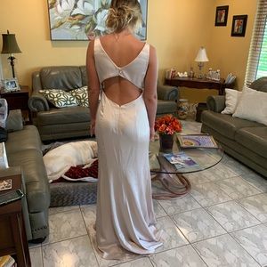 Champaign satin bridesmaids dress